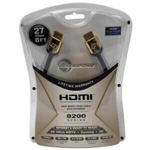 HDMI High Speed Cable with Ethernet 27 Gbps 8 FT 8200 Series NEW